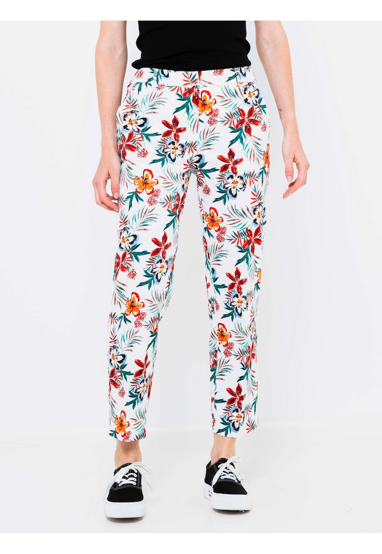 Pantaloni crop cu imprimeu floral