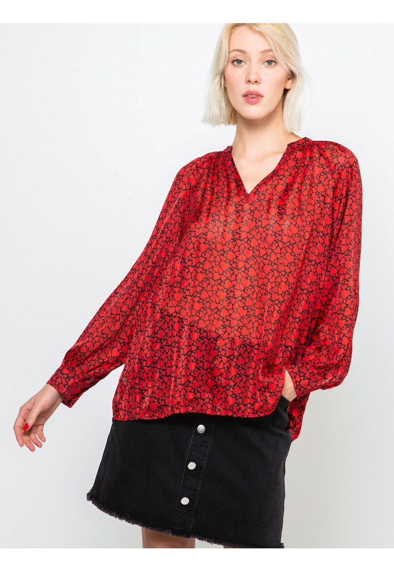 Bluza semitransparenta cu decolteu in V -