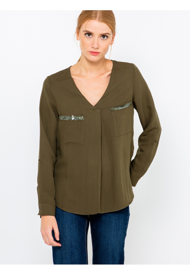 Bluza lejera cu buzunare pe piept -