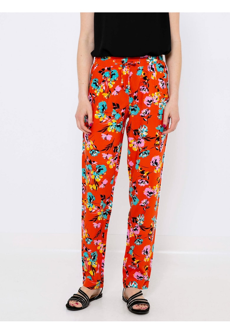 Pantaloni cu imprimeu floral conici