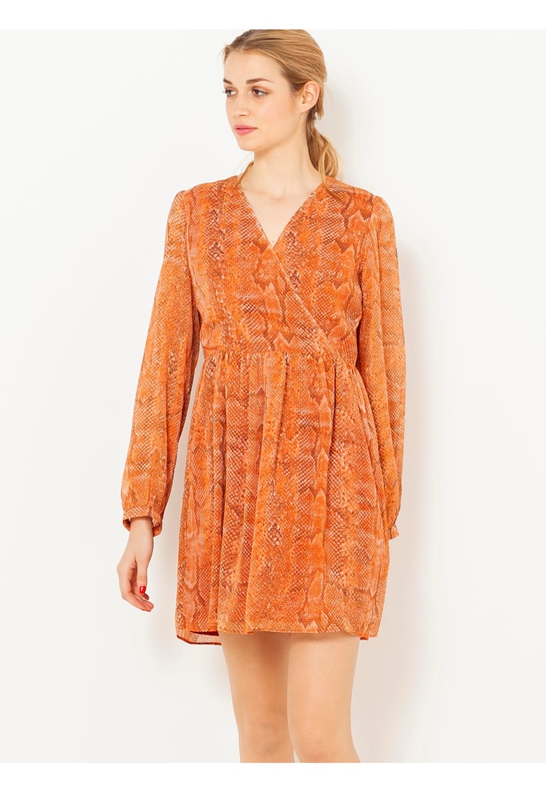 Rochie cu model petrecut si imprimeu piele de sarpe