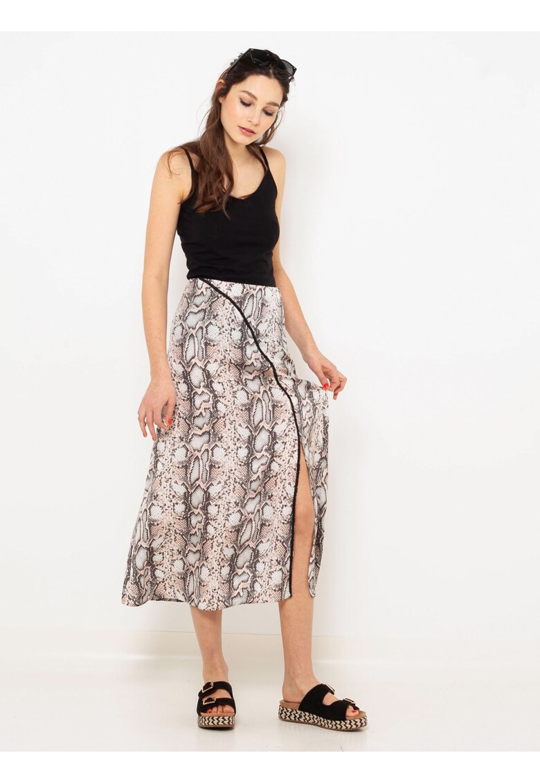 Fusta midi drepta cu slit