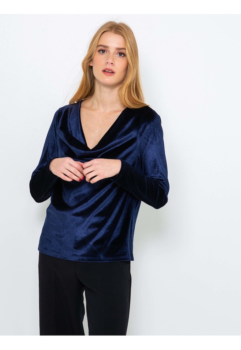 Bluza din catifea cu decolteu drapat -