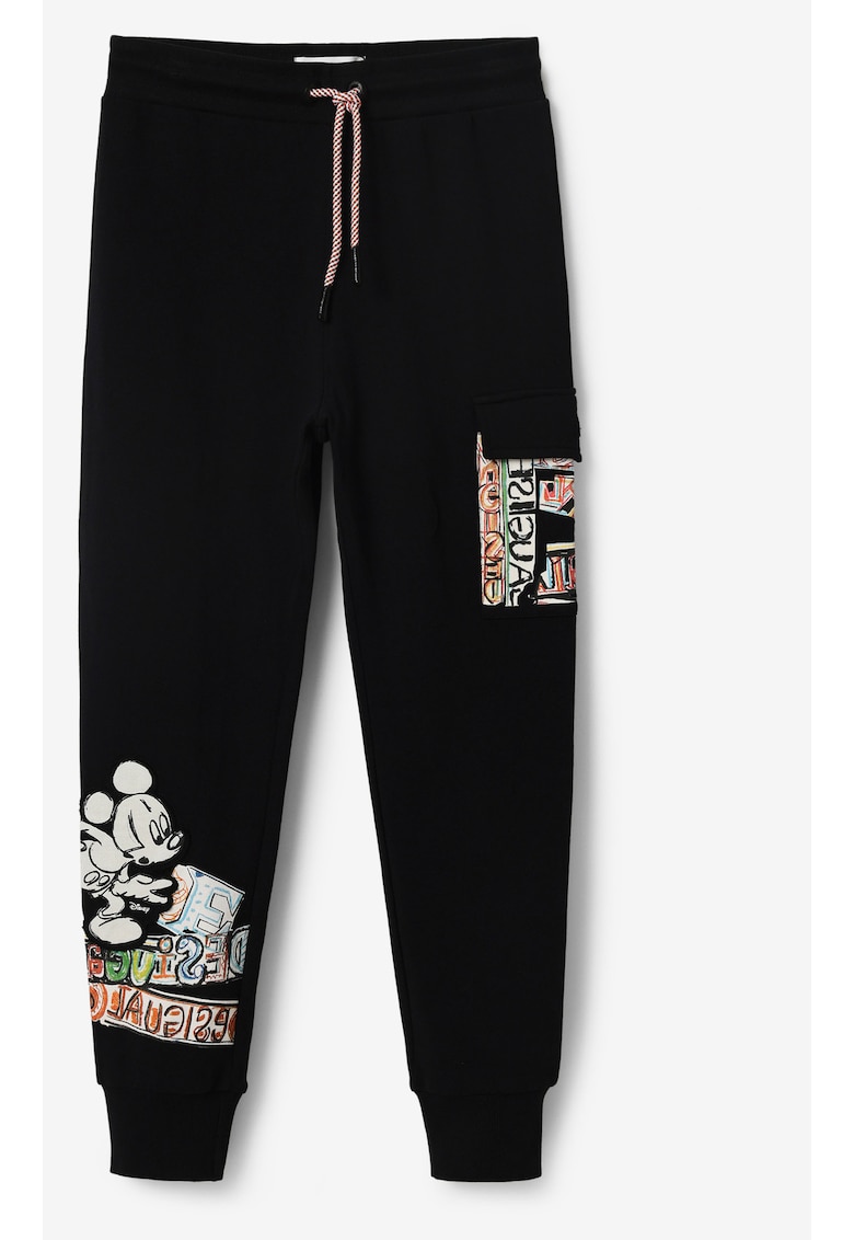 Pantaloni de trening cu imprimeu si talie medie -