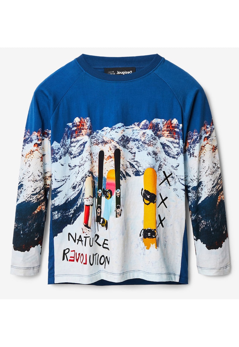 Bluza cu maneci raglan si imprimeu Javier -