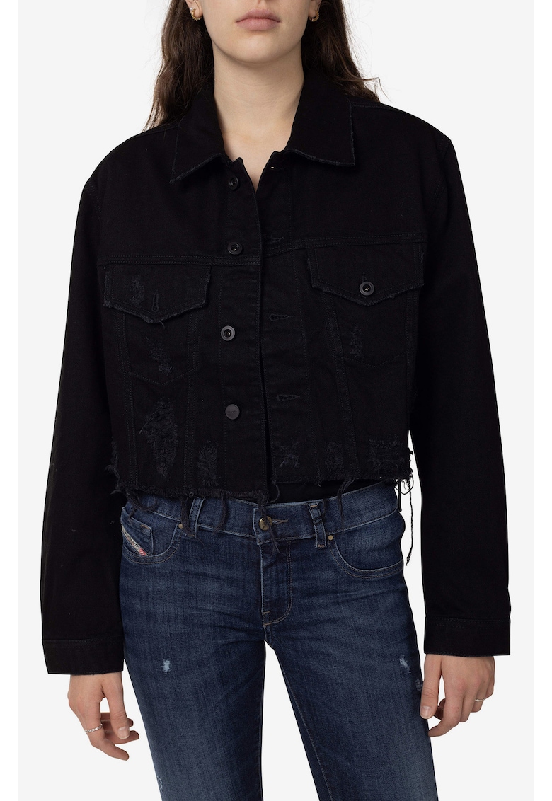 Geaca din denim crop cu nasturi
