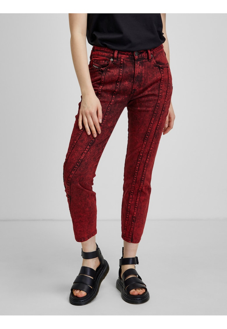 Blugi slim fit crop cu aspect prespalat -