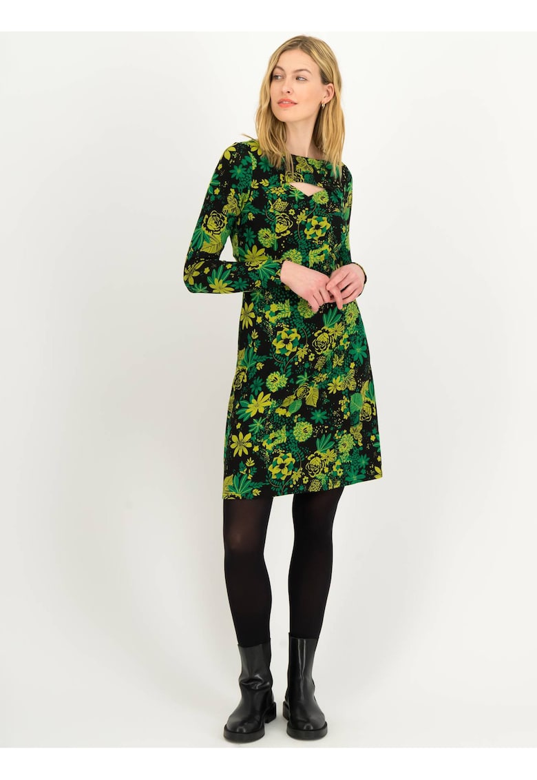 Rochie cu decupaj frontal si model floral -