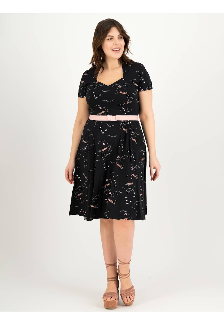 Rochie din amestec de bumbac organic cu o curea in talie -