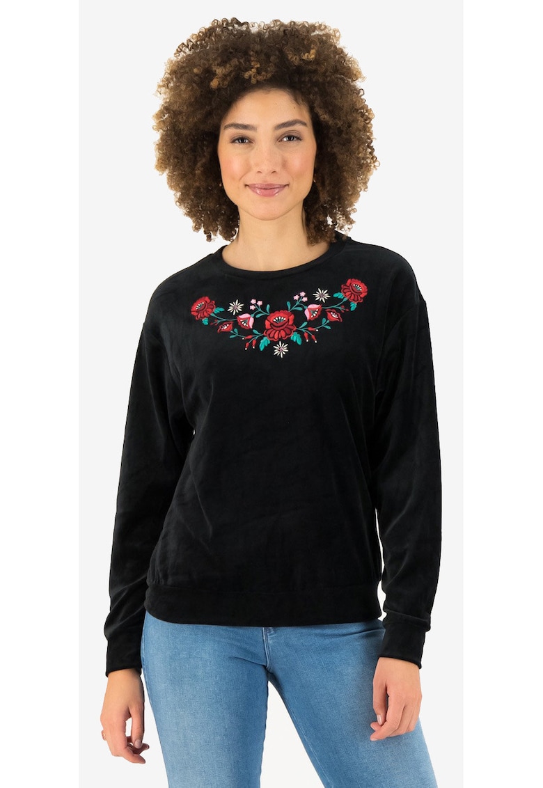 Bluza de trening din velur cu broderie -