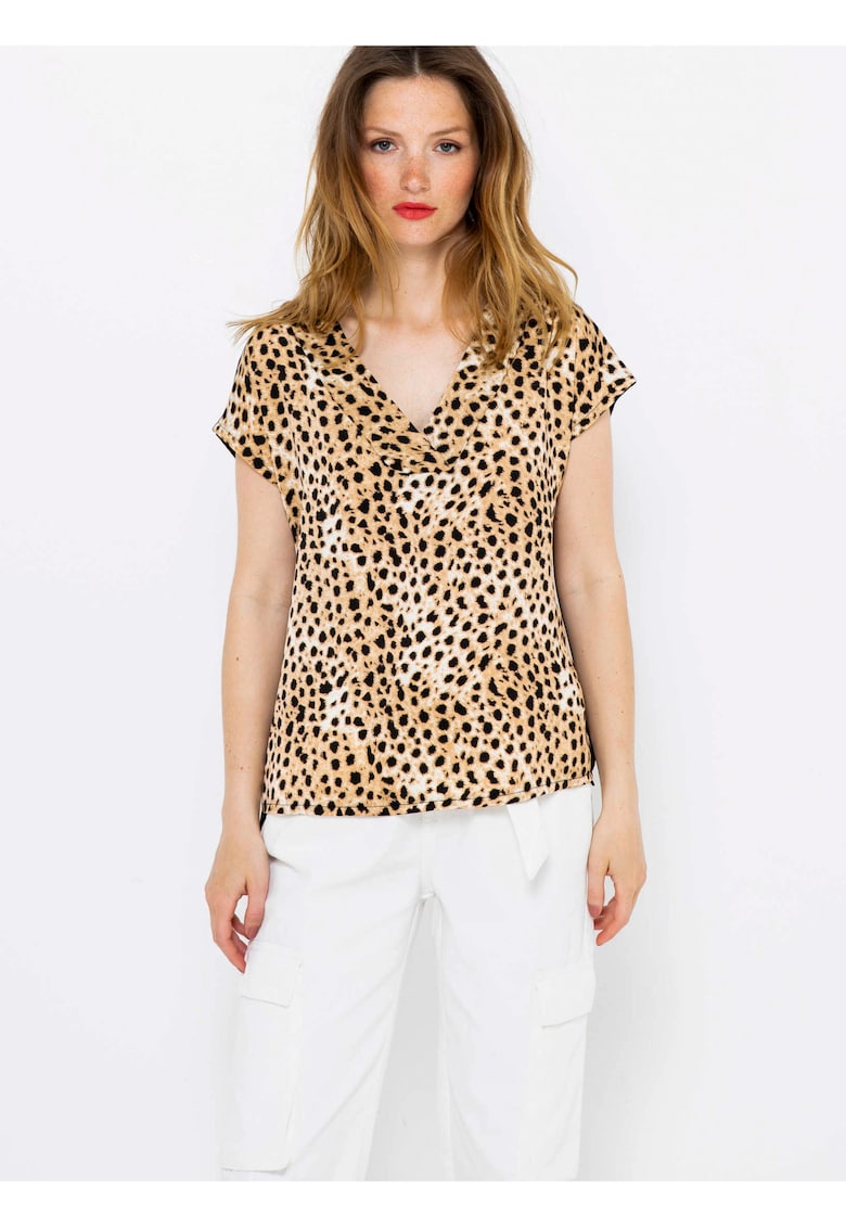 Bluza cu imprimeu leopard si maneca scurta