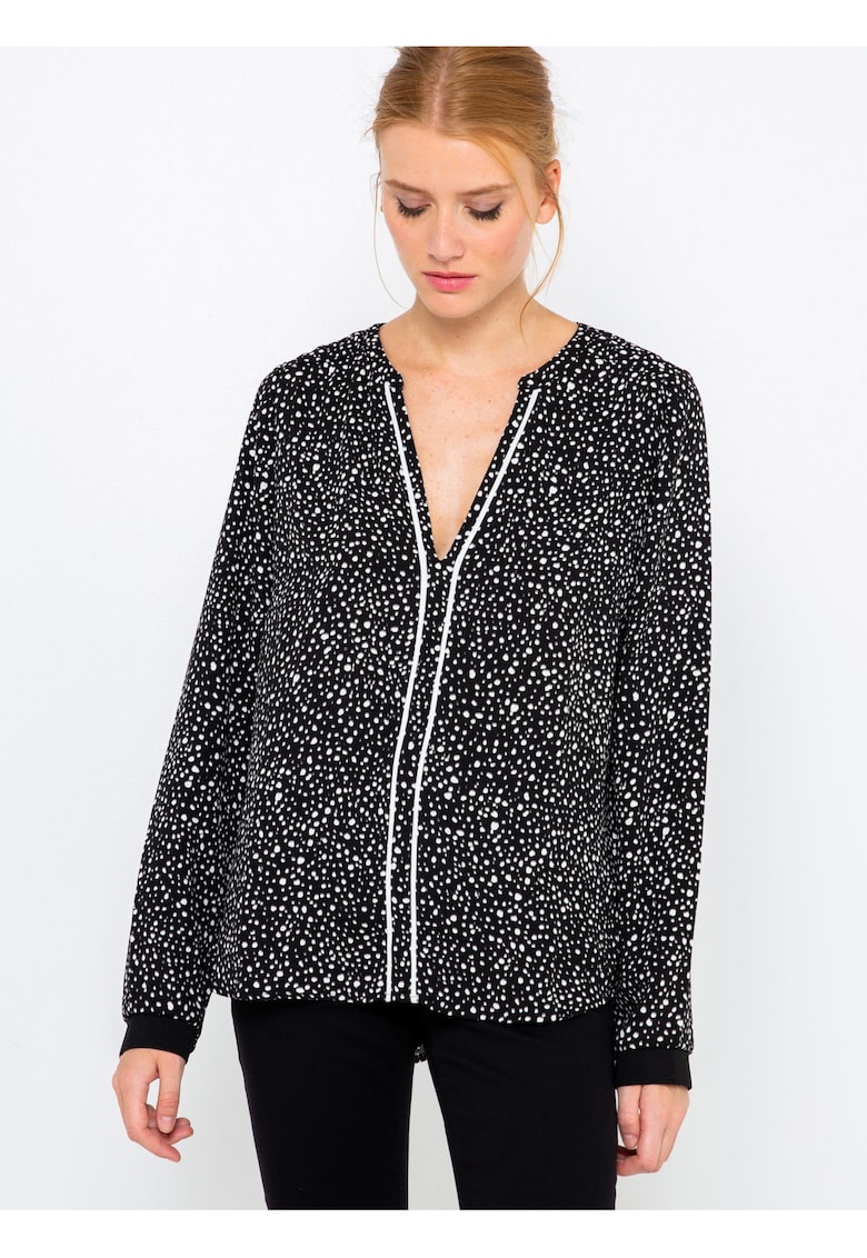 Bluza cu imprimeu abstract si decolteu in v -