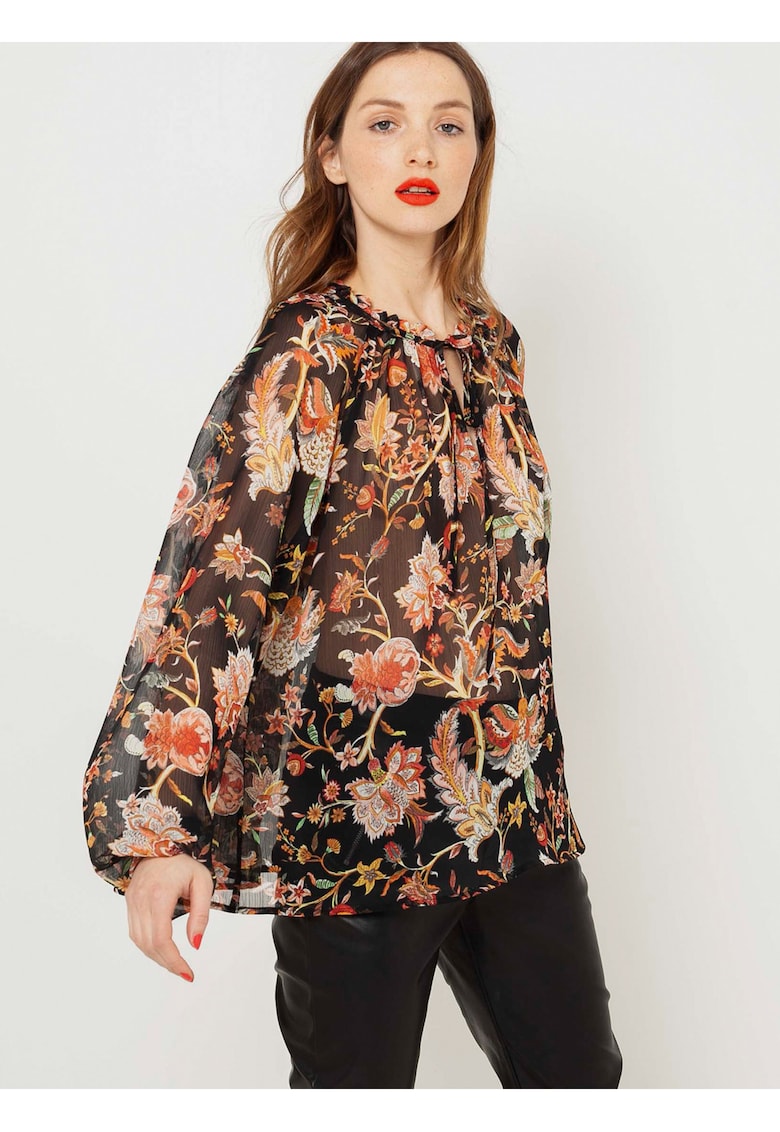 Bluza semitransparenta larga cu imprimeu floral -