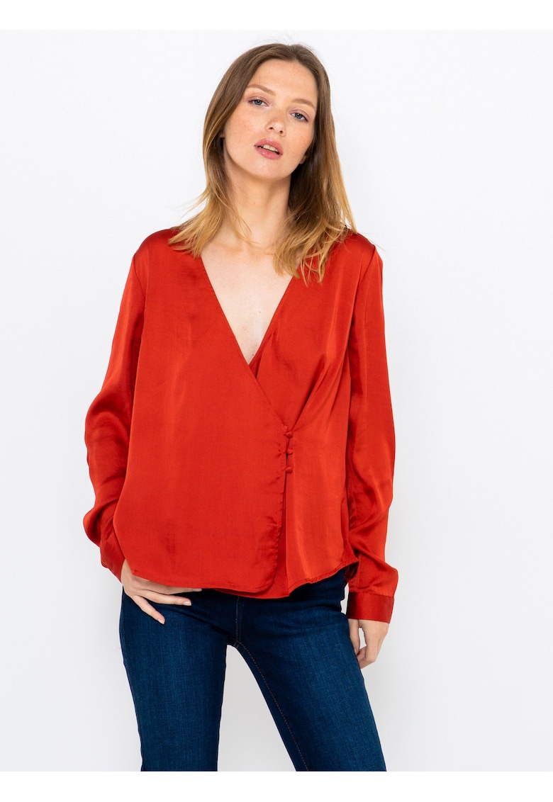 Bluza cu design petrecut si mansete cu nasturi -