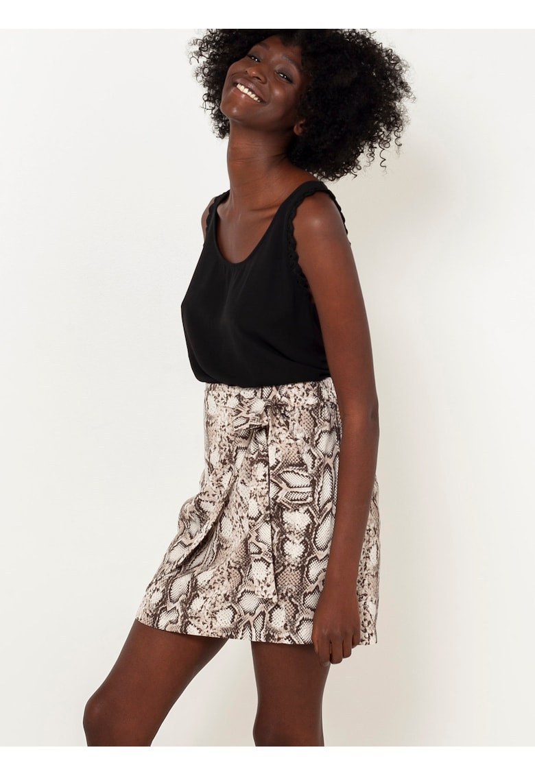 Fusta drepta cu talie inalta animal print
