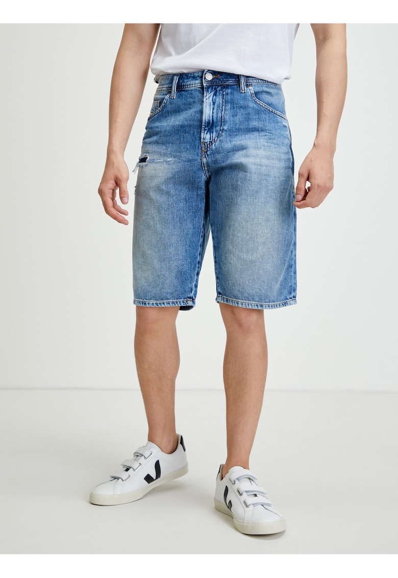 Pantaloni scurti din denim cu aspect deteriorat