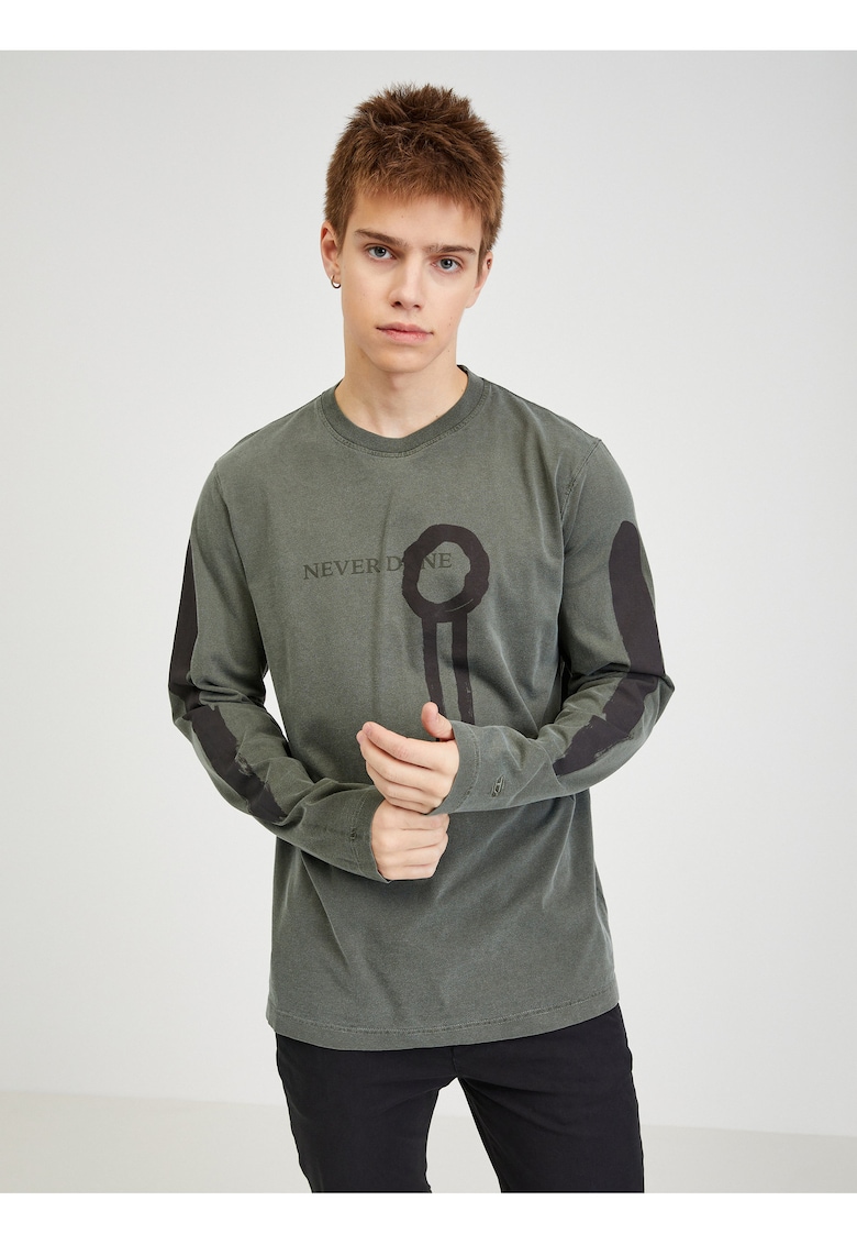 Bluza din bumbac cu decolteu la baza gatului