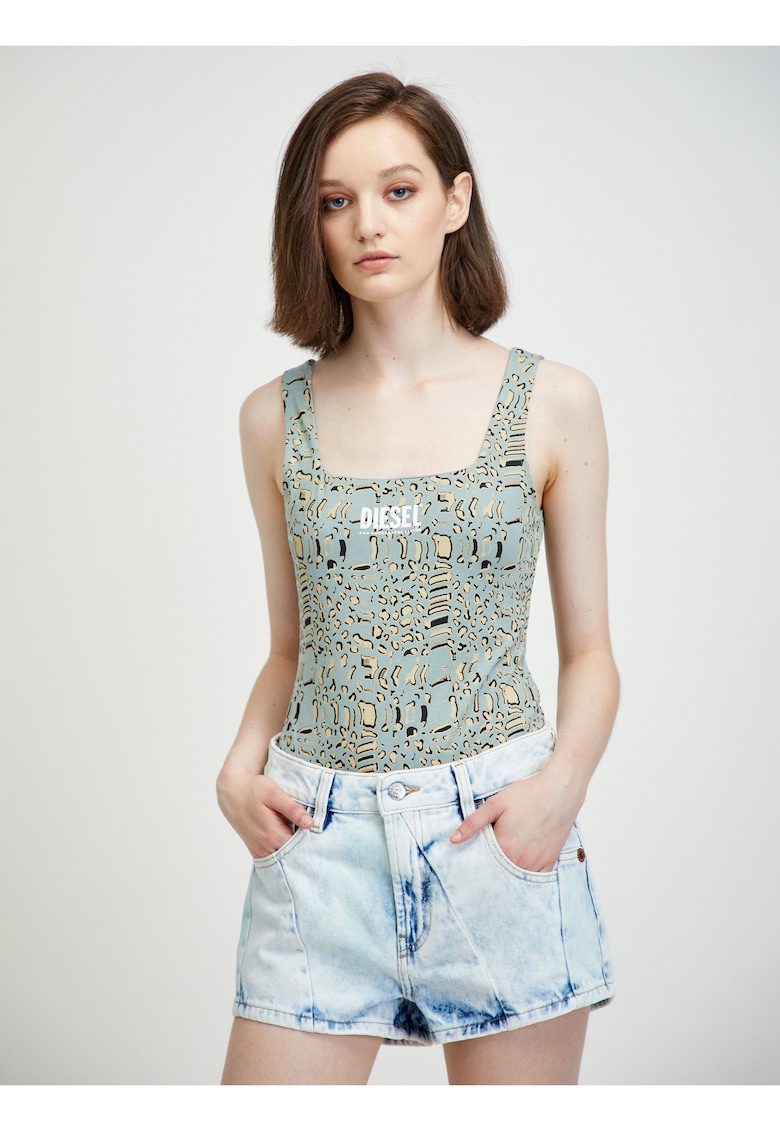 Body cu imprimeu animal print si logo -