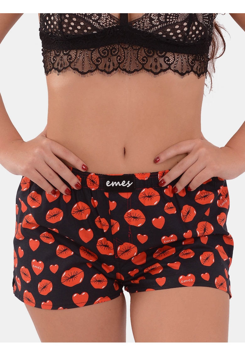 Pantaloni scurti de pijama cu imprimeu grafic