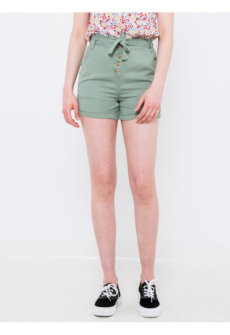 Pantaloni chino scurti din amestec de in si lyocell