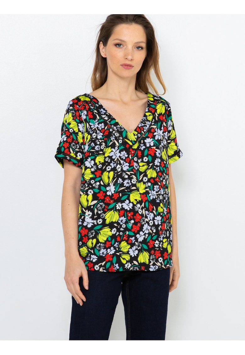 Tricou din amestec de viscoza cu model floral -
