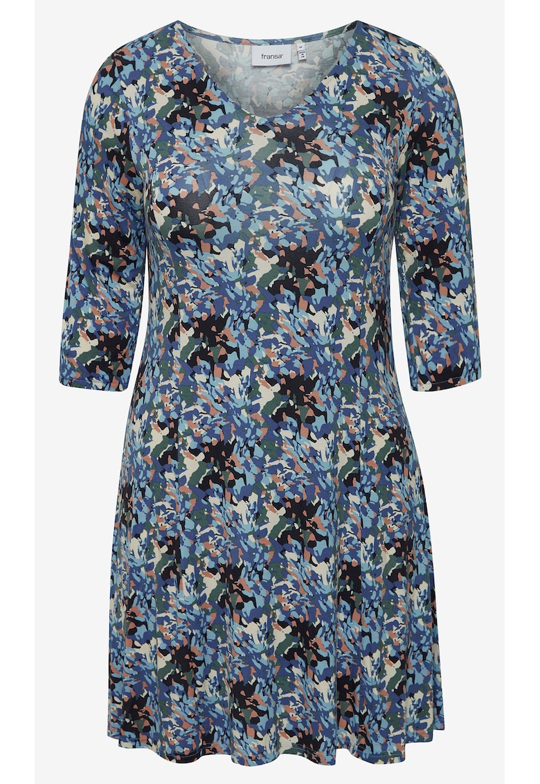 Rochie scurta din amestec de viscoza - cu imprimeu abstract