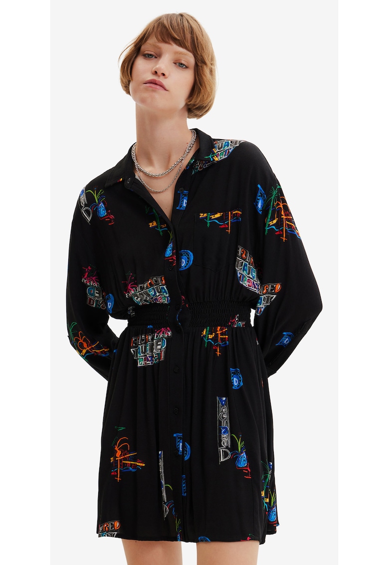 Rochie-camasa cu imprimeu grafic Dresde -
