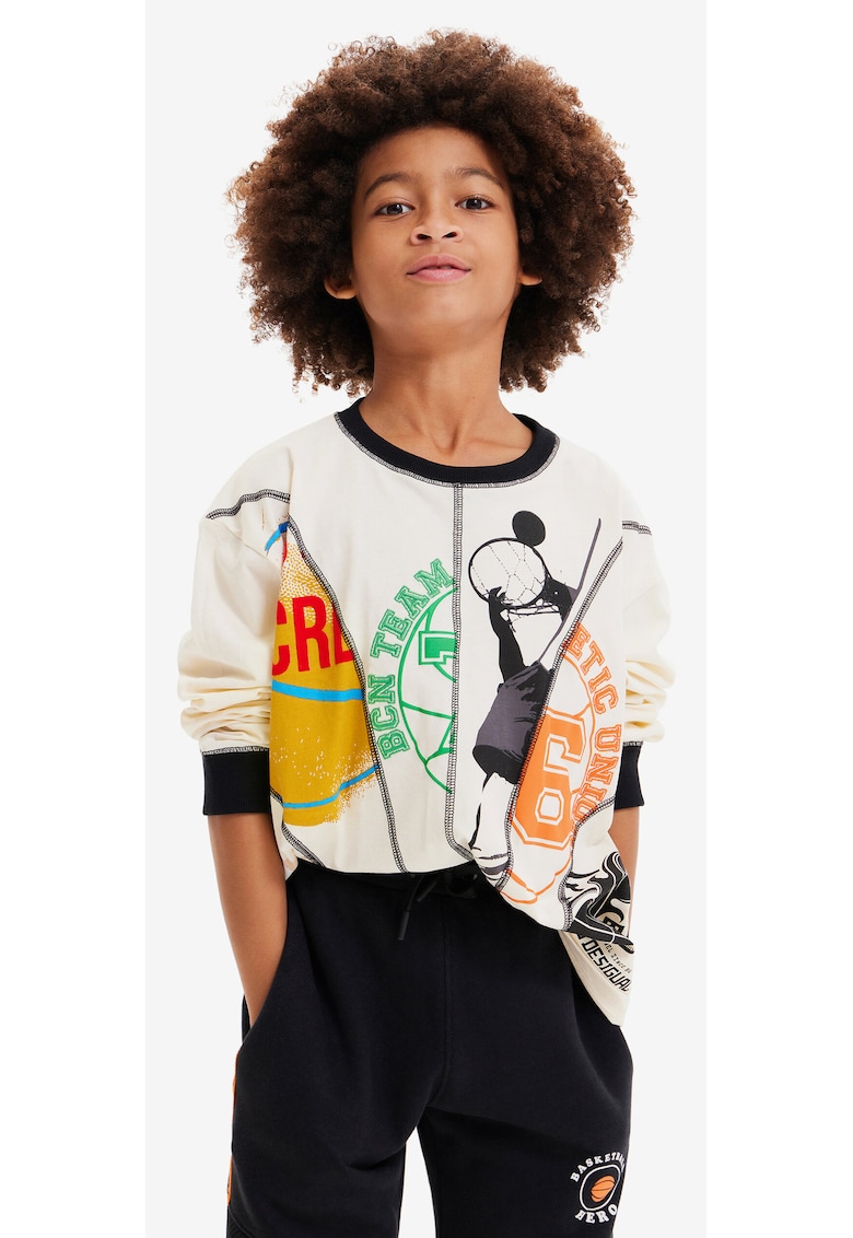 Bluza cu imprimeu si cusaturi decorative Roy -
