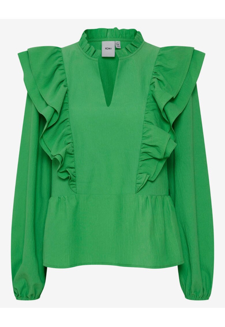 Bluza verde cu volane aplicate