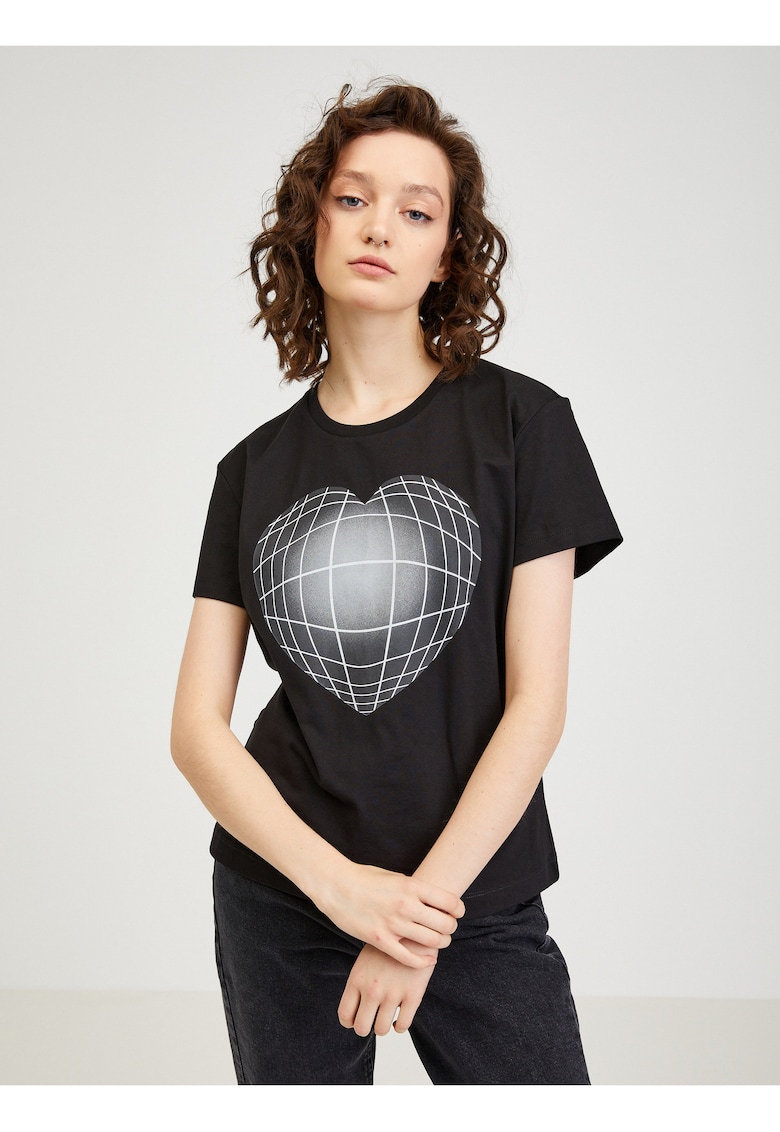 Tricou din bumbac cu logo central