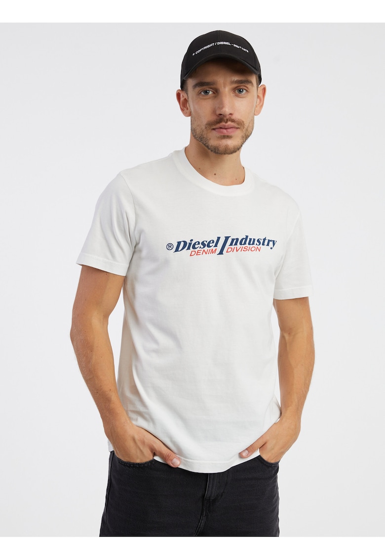Tricou din bumbac cu imprimeu logo pe piept -