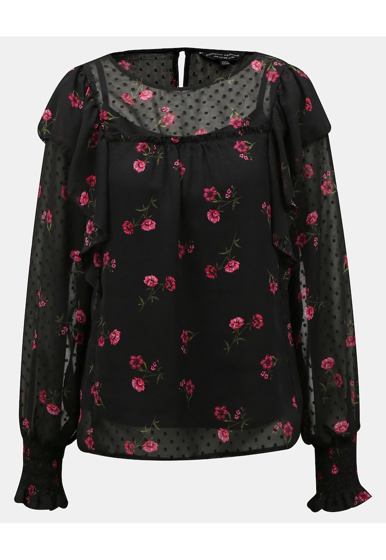 Bluza cu imprimeu floral si volane - 34