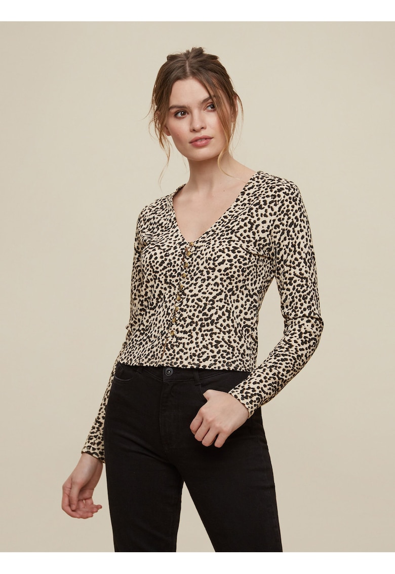 Bluza cu animal print si nasturi