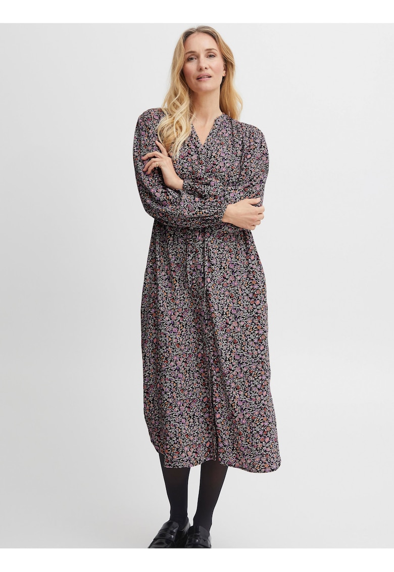 Rochie cu imprimeu floral si talie ajustabila -