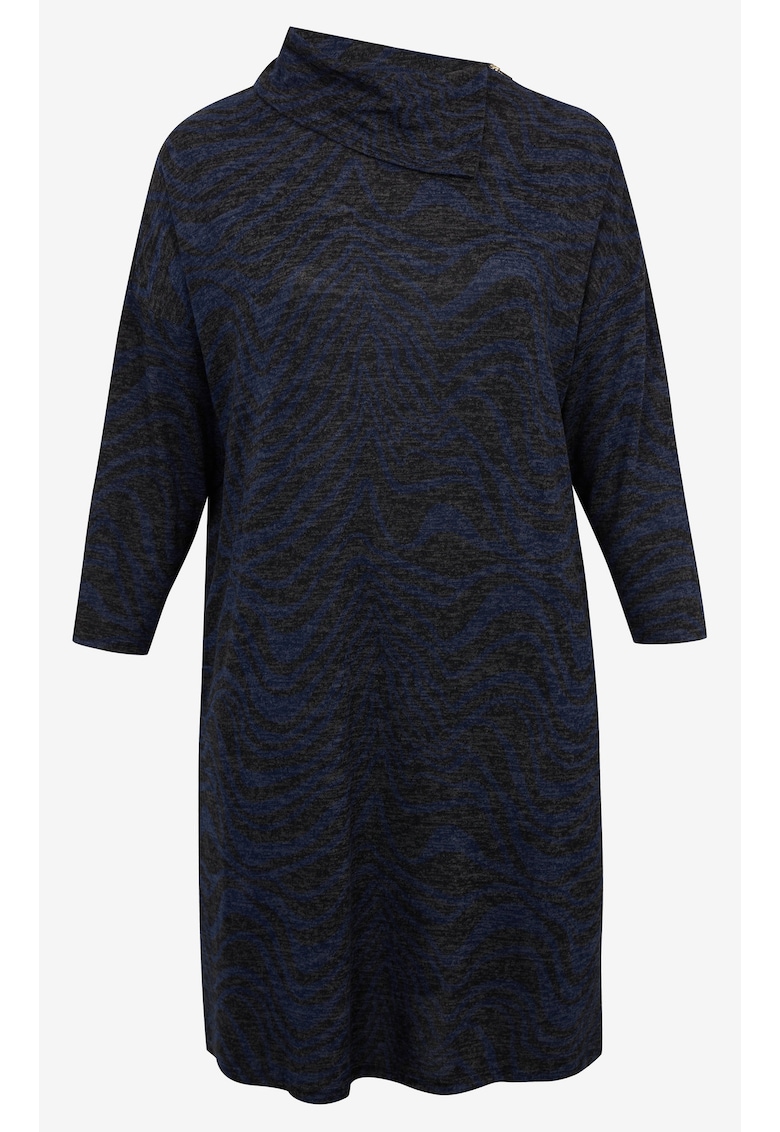 Rochie-pulover cu maneci lungi si model abstract -