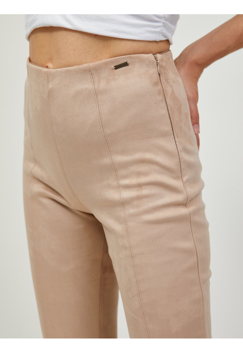 Pantaloni skinny cu aspect de piele intoarsa