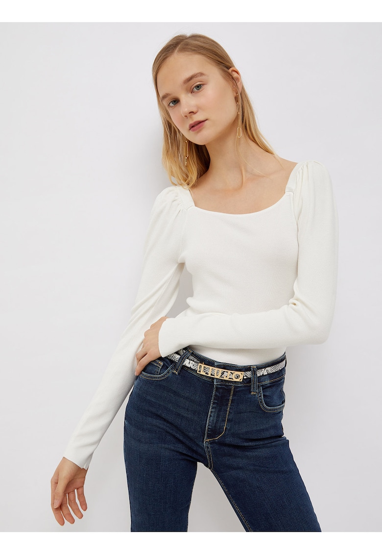 Bluza slim fit cu maneci bufante