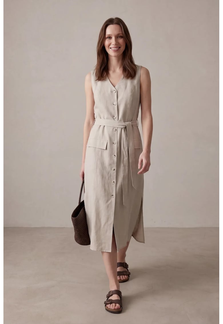 Rochie camasa midi - casual - 100% bumbac