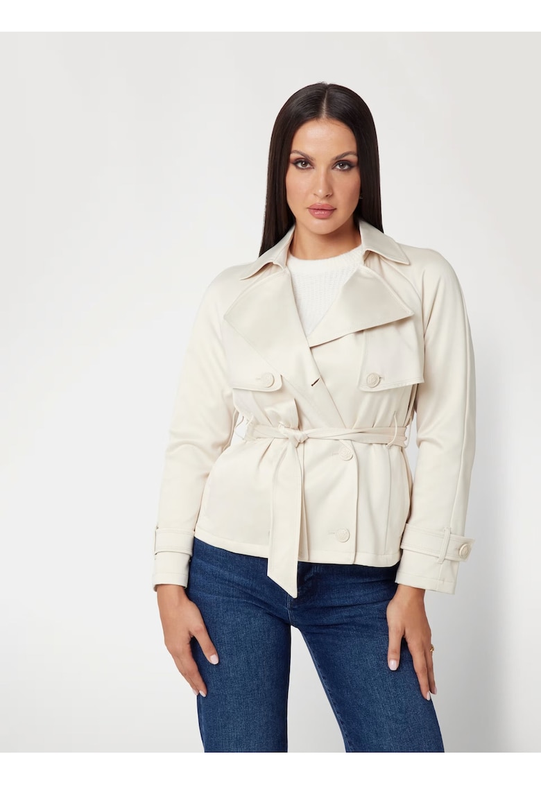Trenci regular fit uni cu cordon