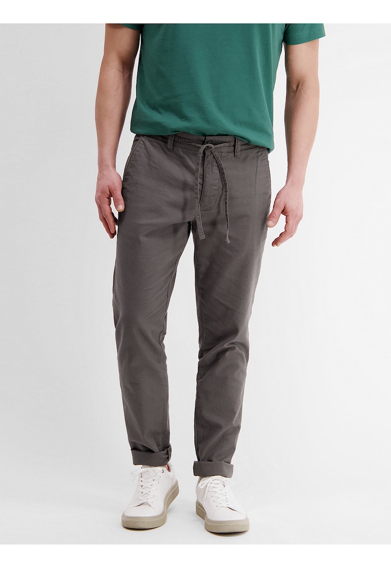 Pantaloni din amestec de in cu snur de ajustare