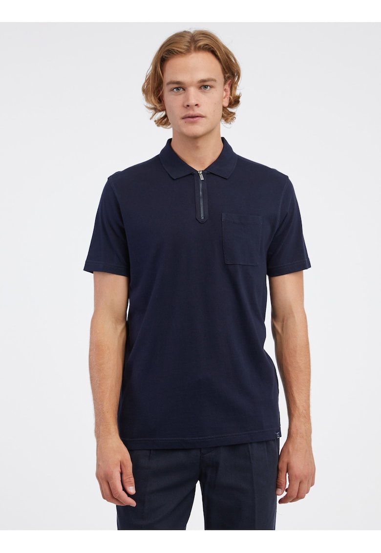 Tricou polo cu fermoar la guler
