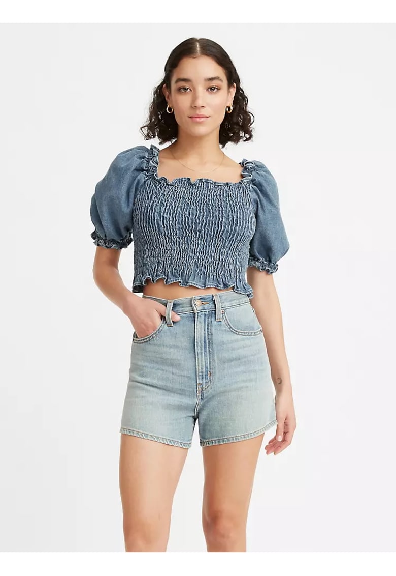 Bluza scurta cu maneci bufante