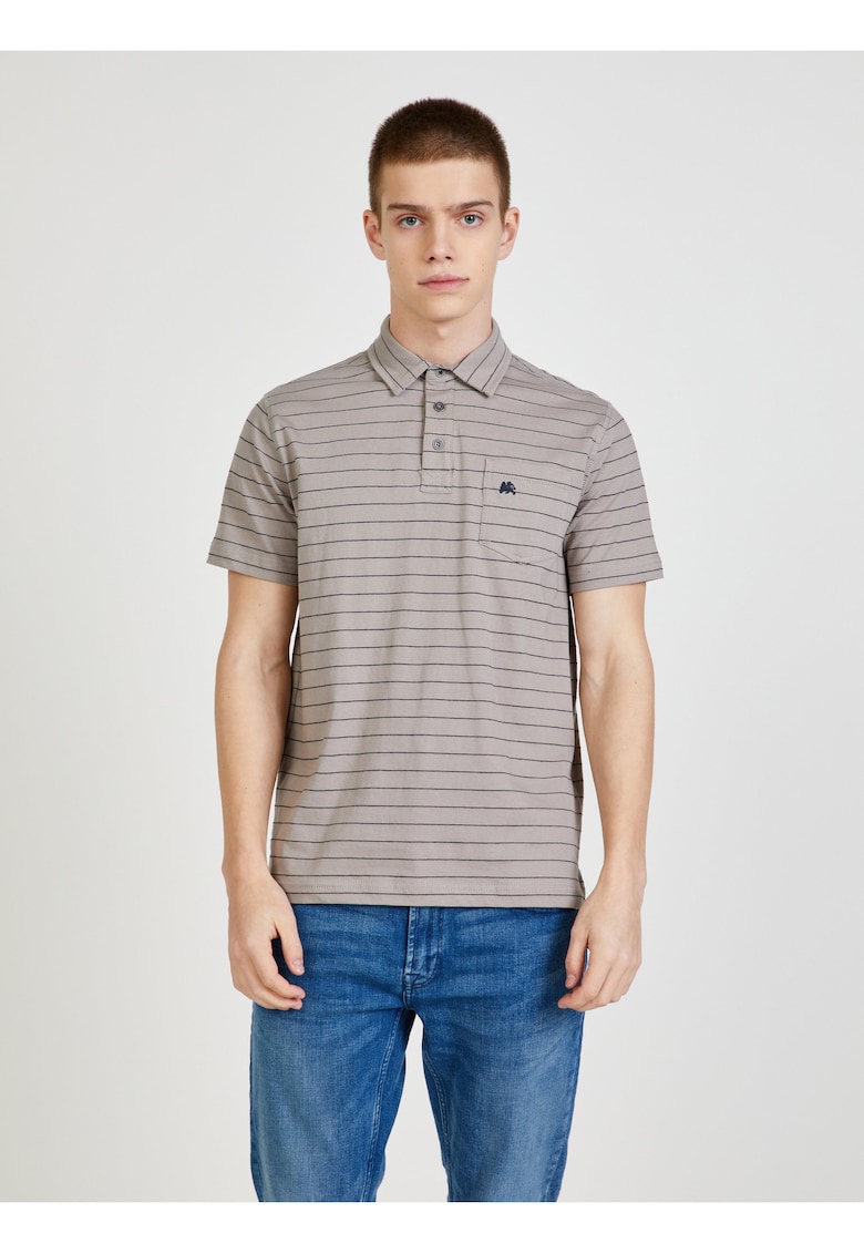 Tricou polo din amestec de bumbac cu model in dungi