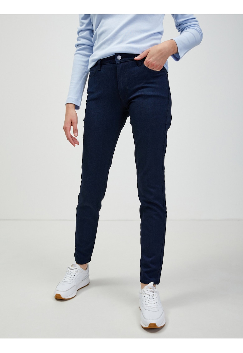 Blugi slim fit cu talie inalta