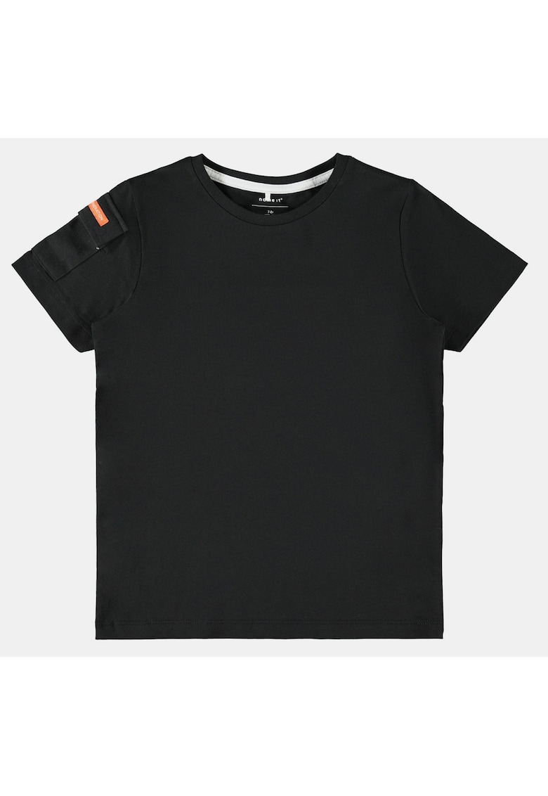 Tricou din amestec de bumbac organic cu imprimeu text pe spate Niklaso -