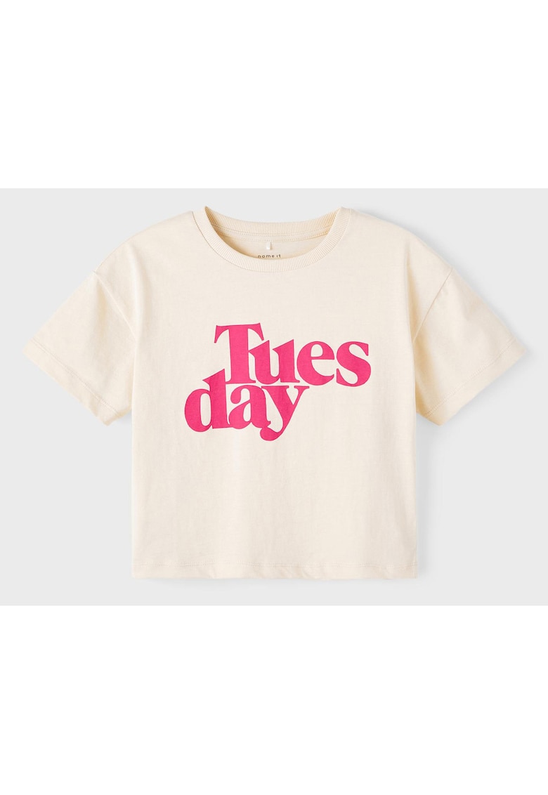 Tricou din bumbac organic cu imprimeu text -