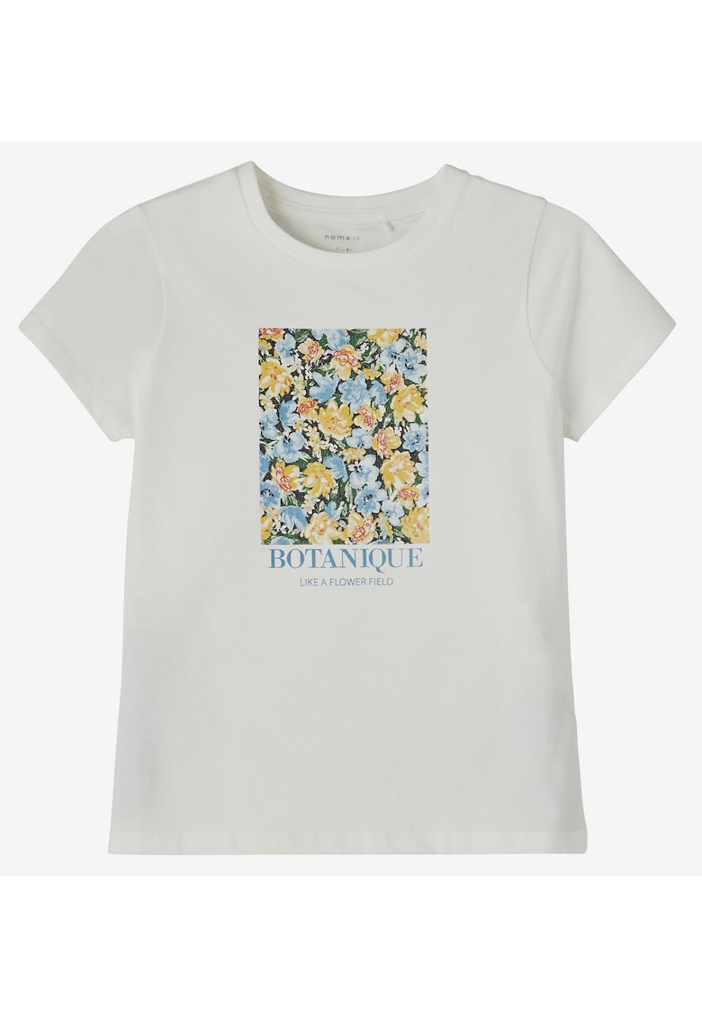Tricou din amestec de bumbac organic cu imprimeu floral Damily -