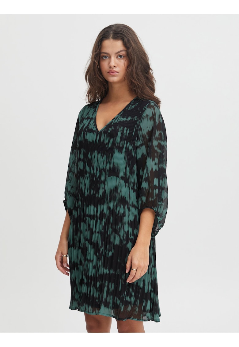 Rochie lejera cu model abstract si pliseuri