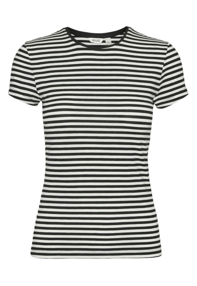 Tricou din amestesc de lyocell cu dungi