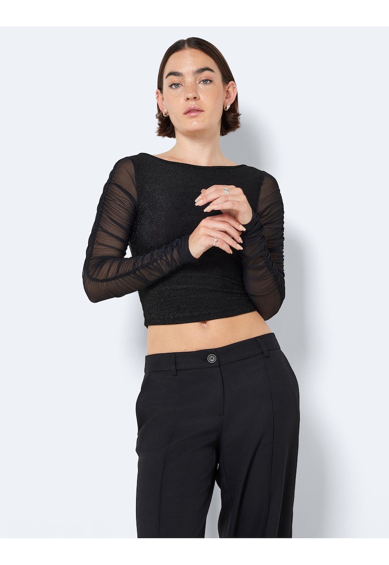 Bluza scurta cu maneci transparente